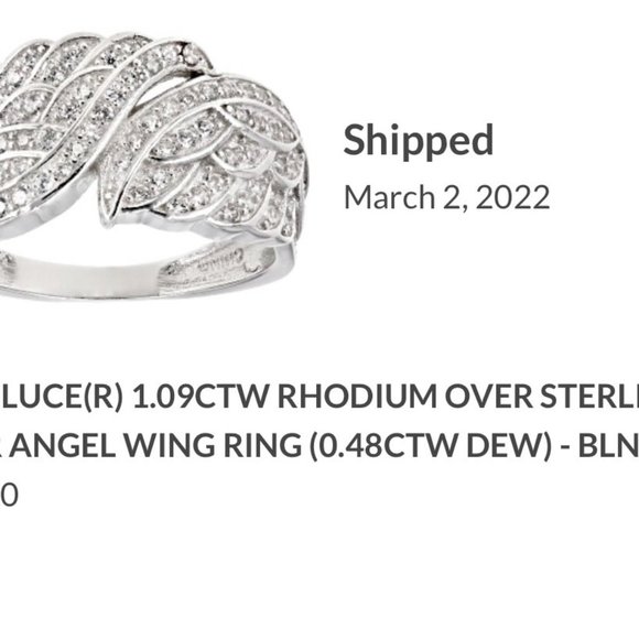 Bella Luce 1.09CTW Rhodium Over Sterling Silver Angel Wing Ring - Picture 1 of 3